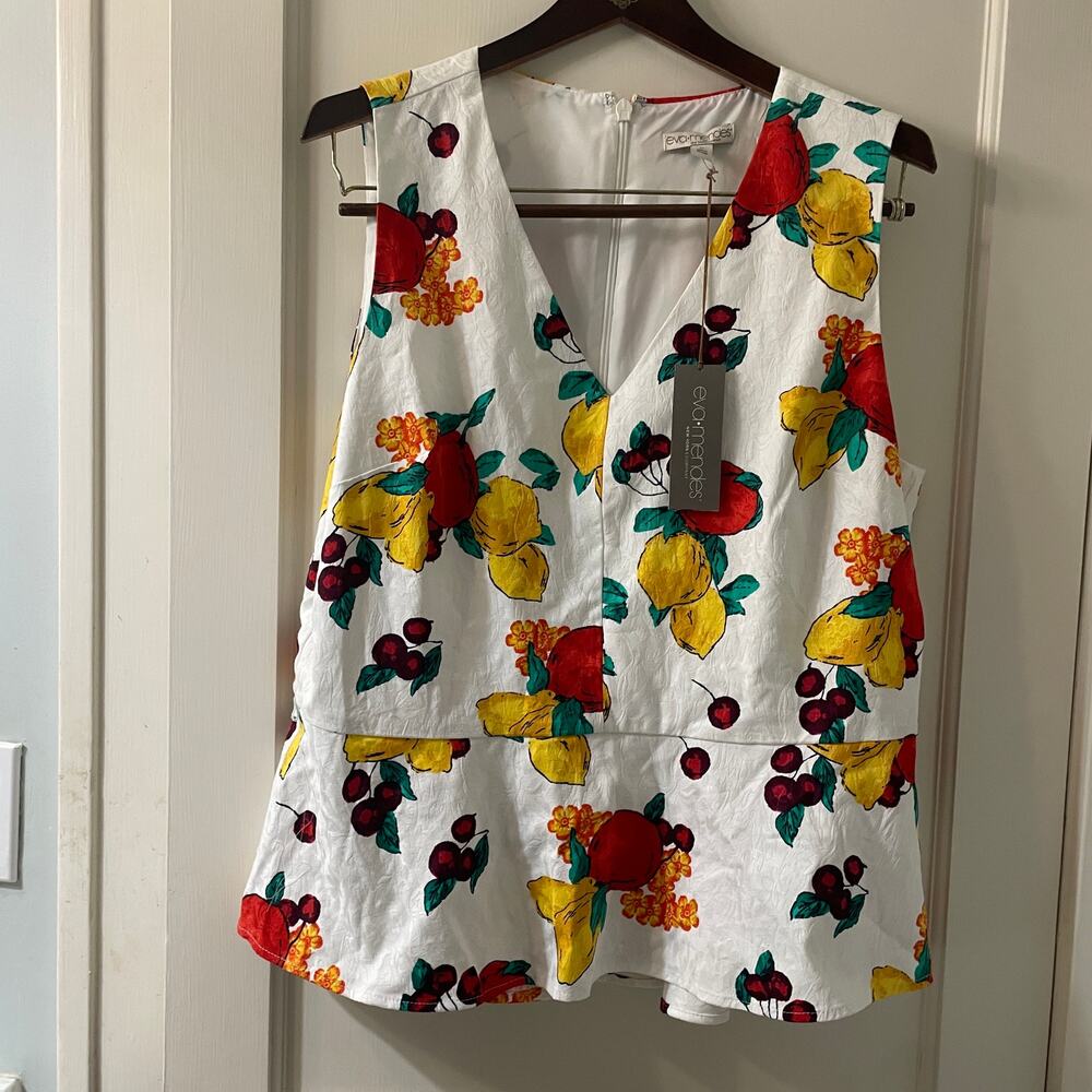 Eva Méndes collection by New York and Company Size XL Fruit patter ruffle hem - Picture 2 of 7